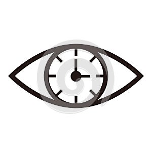 An eye whose eyeball is a clock. Vector.