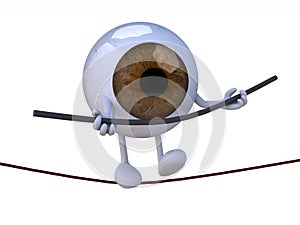 Eyeball acrobat who walks on a wire