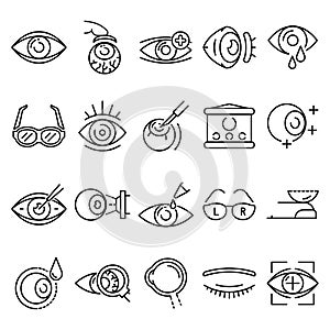 Eyeball icon set, outline style photo
