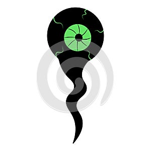Eyeball. Silhouette with green capillaries. Vector illustration. Isolated white background. The white of the eye