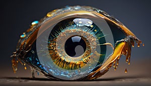 eyeball spreading with liquid glass
