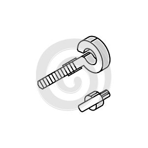 eyebolt with peg isometric icon vector illustration