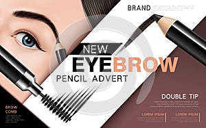 Eyebrow pencil and mascara ad