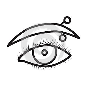 Eyebrow of piercing vector icon.Outline vector icon isolated on white background eyebrow of piercing .