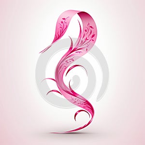 EyeCatching Pink Ribbon on White Background A Surefire Way to Get Noticed photo