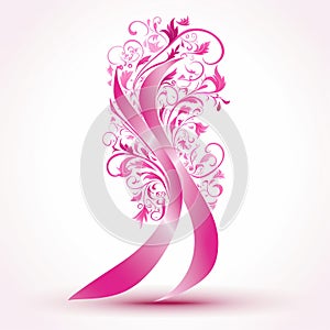 EyeCatching Pink Ribbon on White Background A Surefire Way to Get Noticed photo