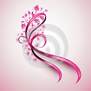 EyeCatching Pink Ribbon on White Background A Surefire Way to Get Noticed photo
