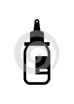 Eyedropper bottle. Simple illustration in black and white.