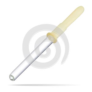 Eyedropper is a measuring or dosing vessel that is a tube or receptacle with a tube with a small aperture for limiting