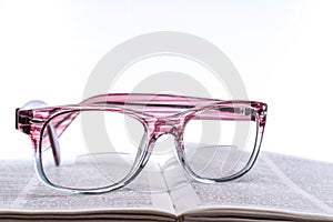 Eyeglasses with bifocal lenses, plastic frame photo