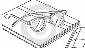 Eyeglasses on Books, Learning and Wisdom. vector design Generative AI