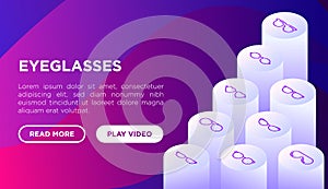 Eyeglasses concept with thin line isometric icons: sunglasses, sport glasses, rectangular, aviator, wayfarer, round, square, cat