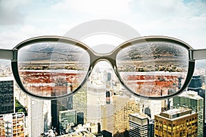 Eyeglasses with landscape view