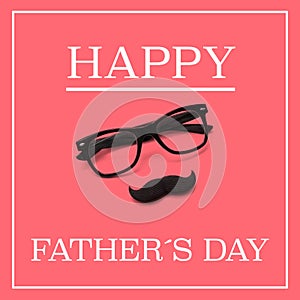 Eyeglasses and moustache, and the text happy fathers day