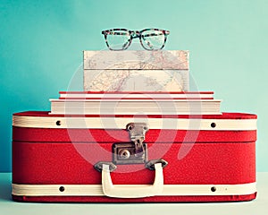 Eyeglasses over books