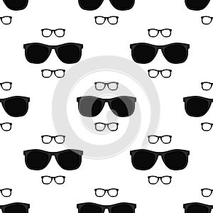 Eyeglasses seamless pattern - vector black sunglasses or glasses texture