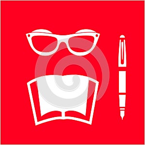 Eyeglasses vector icon on white background.