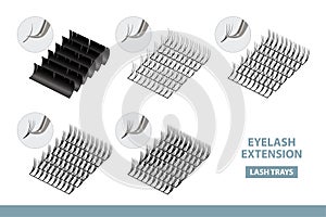 Eyelash Extension Application Tools and Supplies. Volume Artificial Lashes Set. Vector Illustration. Template