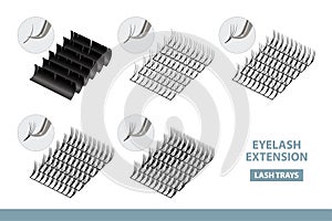 Eyelash Extension Application Tools and Supplies. Volume Artificial Lashes Set. Vector Illustration. Template photo