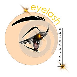 Eyelash extension. Beauty salon banner. Lengthening mascara. Makeup procedure. False lash. Cosmetologist service. Eye photo