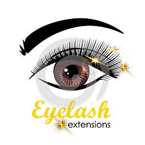Eyelash extension. Beauty salon banner. Lengthening mascara. Makeup procedure. Lady false lash. Cosmetologist luxury photo