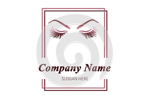 Eyelash extension logo. Tinted makeup. Illustration in modern style.