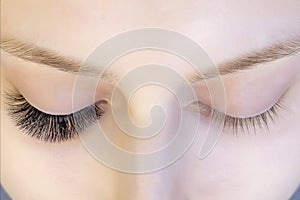 Eyelash extension procedure. photo