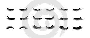 Eyelash extension set. Beautiful black long eyelashes. Closed eye . False beauty cilia. Mascara natural effect