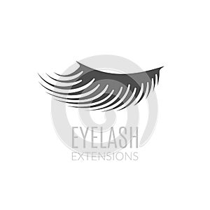 Eyelash extensions simple logo concept. Woman eyelid illustration.