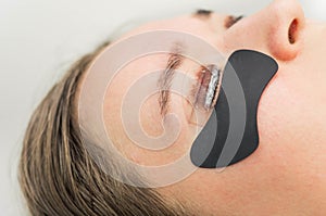 Eyelash lamination procedure. Staining, curling, laminating, lash lift. Eyelash Extension