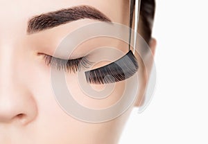 Eyelash removal procedure close up.