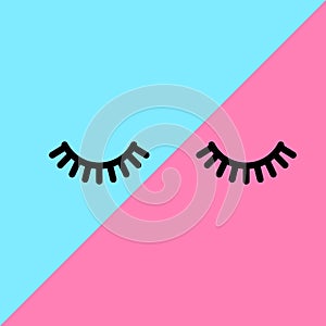 Eyelashes. Close eyes. Cute lashes. Vector illustration on fashion background