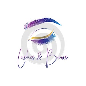 Eyelashes and Eyebrows make up design logo, Vector logo design for beauty salon.