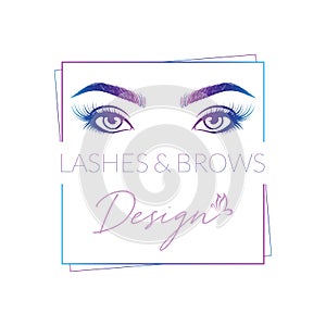 Eyelashes and Eyebrows make up design logo, Vector logo design for beauty salon