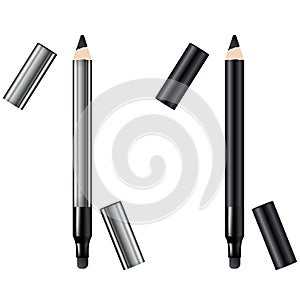 Eyeliner 3d template pencil. Make up realistic pen. Liner. Crayon. Cosmetic Makeup Metallic Eyeliner Pencils
