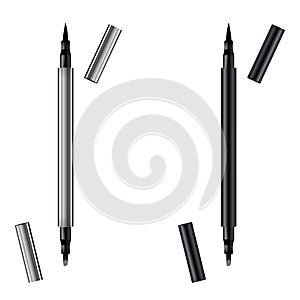 Eyeliner 3d template pencil. Make up realistic pen. Liner. Crayon. Cosmetic Makeup Metallic Eyeliner Pencils