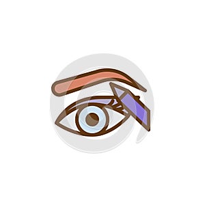 Eyeliner and correction eyebrow shaping filled outline icon
