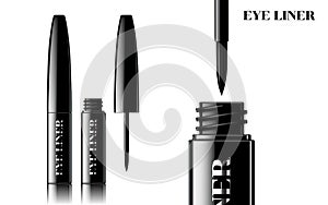 Eyeliner. Liquid 3d liner. Cosmetics template. Female cosmetic tube. Vector illustration. isolated white background.