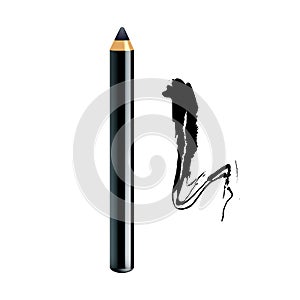 Eyeliner Pencil And Paint Stroke Makeup Set Vector