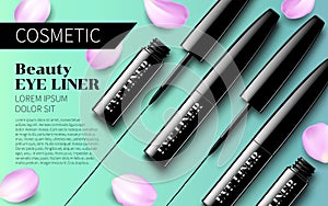 Eyeliner Premium Ads mock up Soft Turquoise Background