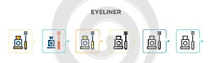 Eyeliner vector icon in 6 different modern styles. Black, two colored eyeliner icons designed in filled, outline, line and stroke