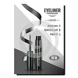 Eyeliner Waterproof Cosmetic Promo Banner Vector