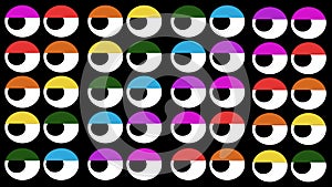 A pattern of eyes glancing to the left side