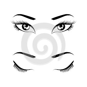 Eyes black set vector