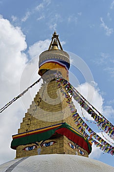 Eyes of Buddha, painted on 4 sides of Boudhanath stupa, symbolizing the Buddha\'s wisdom in all cardinal directions