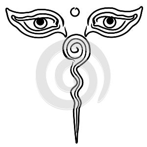 Eyes of Buddha Symbol Isolated