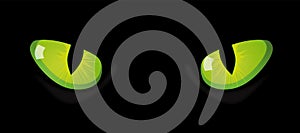 Eyes of cat on black background