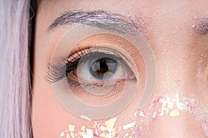 Eyes with eye makeup on