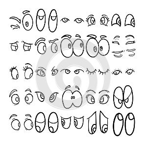 Eyes Hand Drawn Doodle Line Art Outline Set