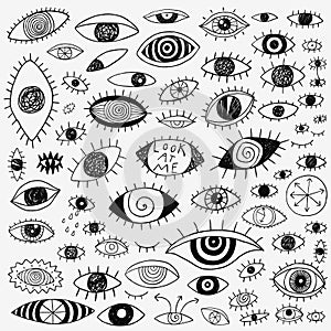 Eyes - hand drawn doodle set, design elements